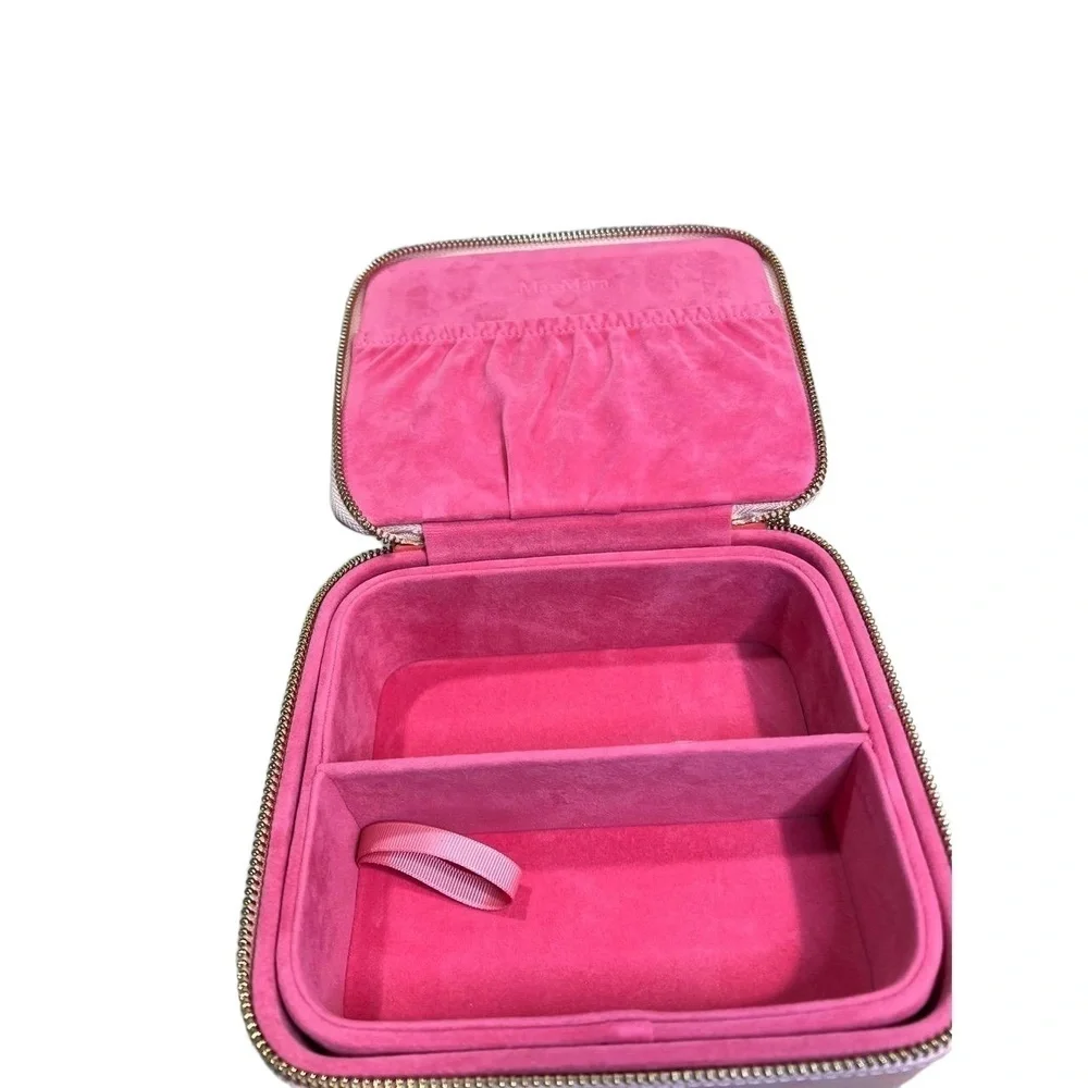 Max Mara Pink Monogram Pattern Vanity Case With Top Handle Zip Closure VIP Gift